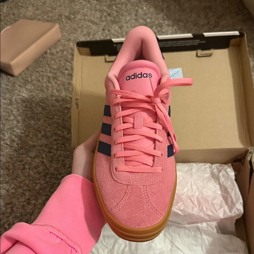 Adidas Women's Pink and Blue Sneakers - Picture 2 of 7